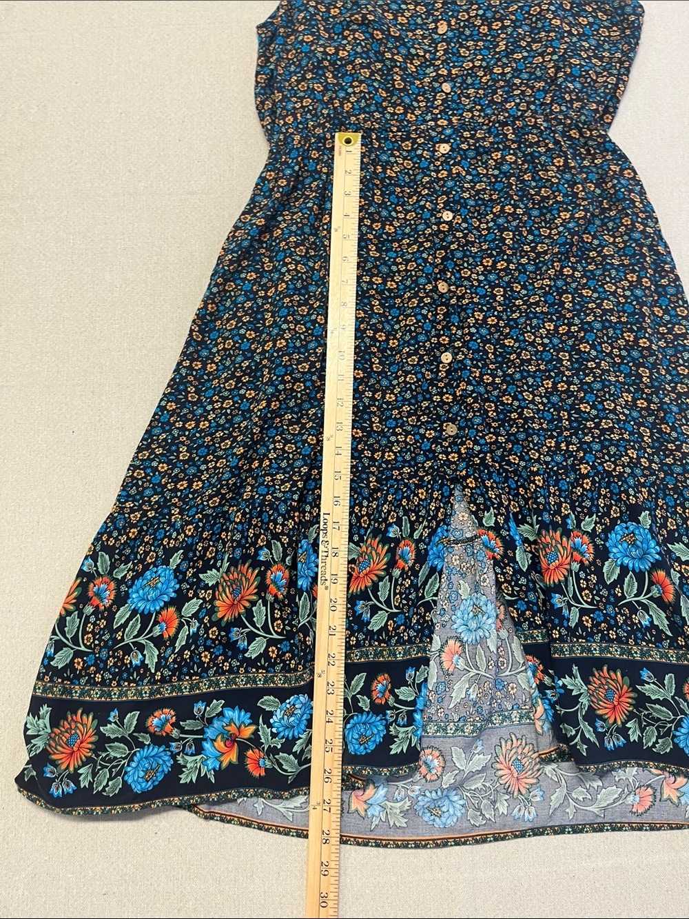TEMOFON Floral Button Front Midi Dress Pockets Boho Cottagecore Size L - Picture 12 of 16